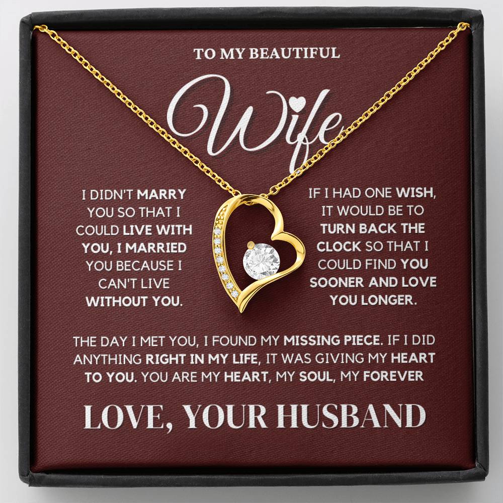 To My Beautiful Wife - Christmas Heart Necklace