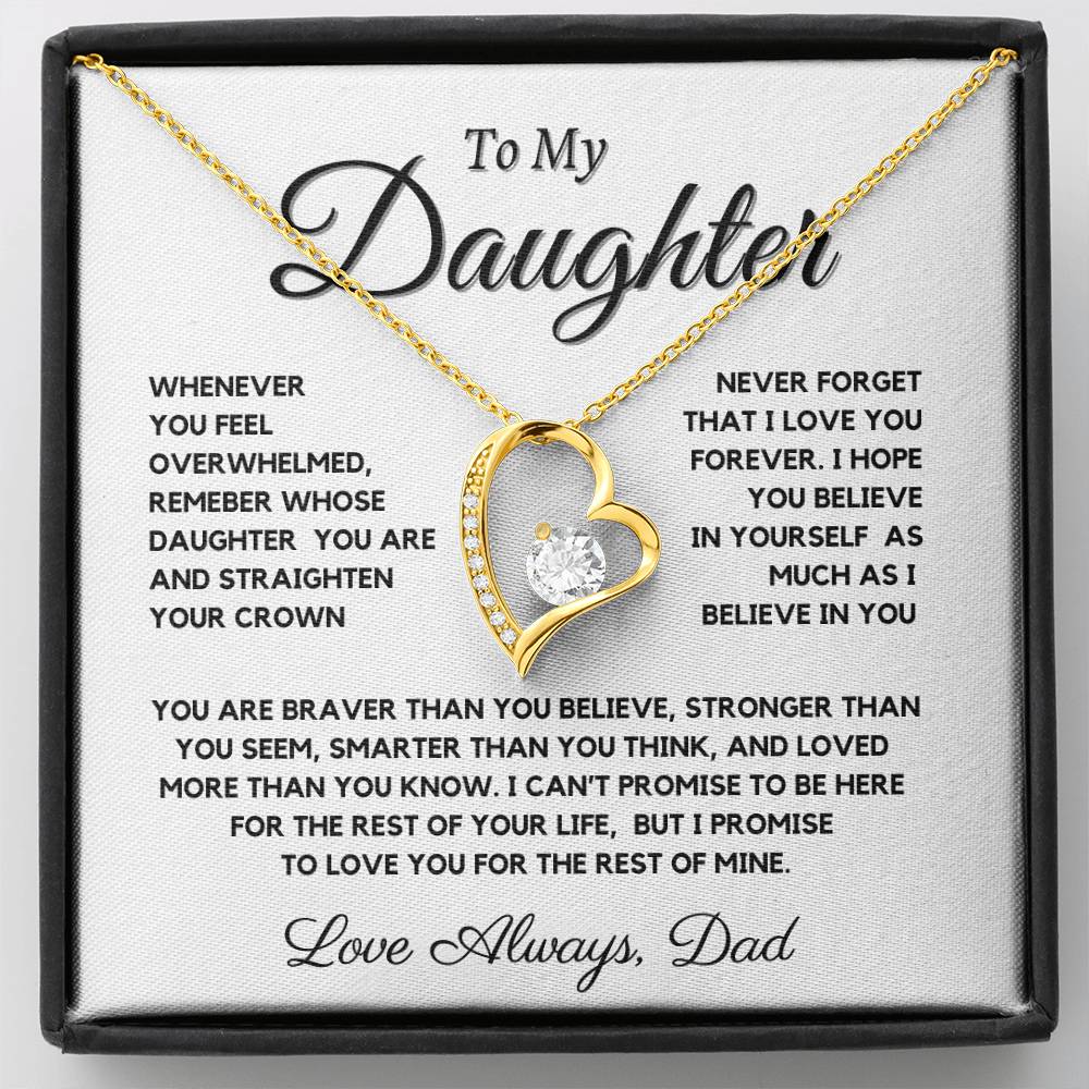 Daughter Neckalce From Dad - Heart Pendant For Girl 14k or 18k