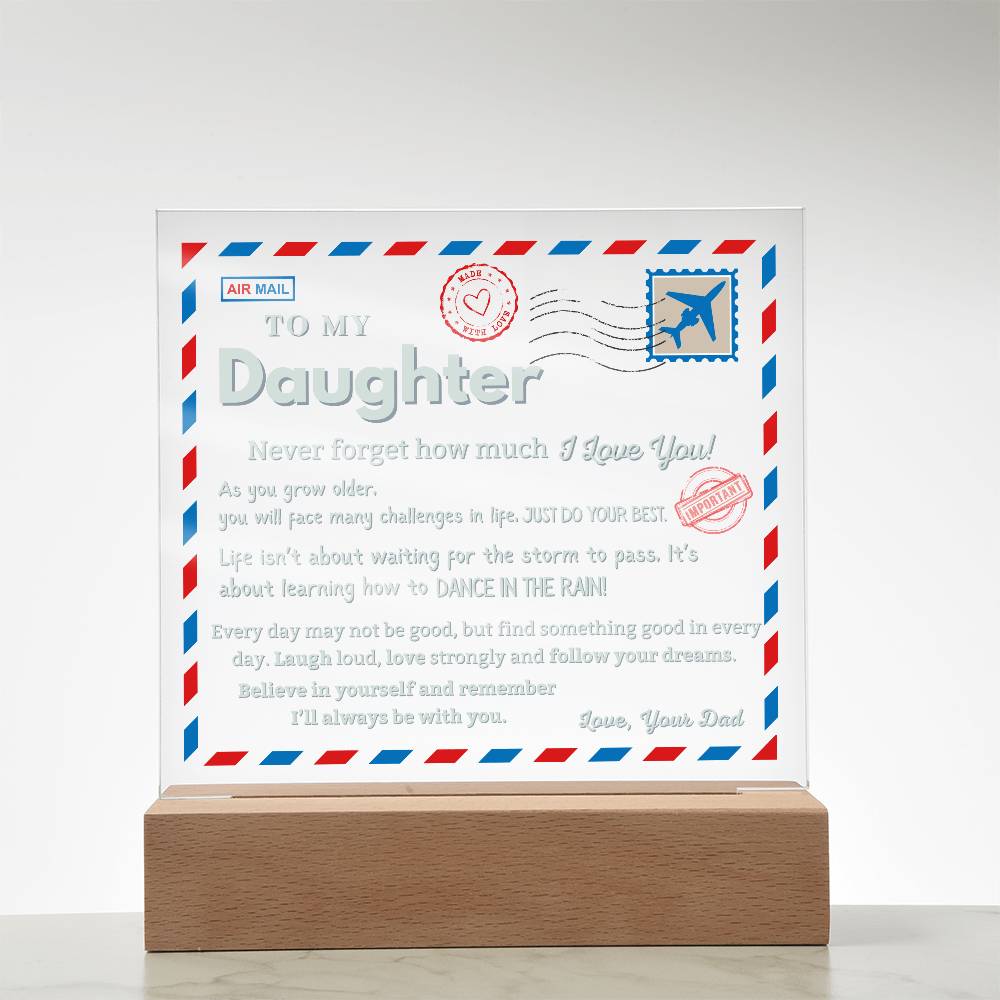 Dad to Daughter Heartfelt Acrylic Plaque | Special Keepsake with LED Light