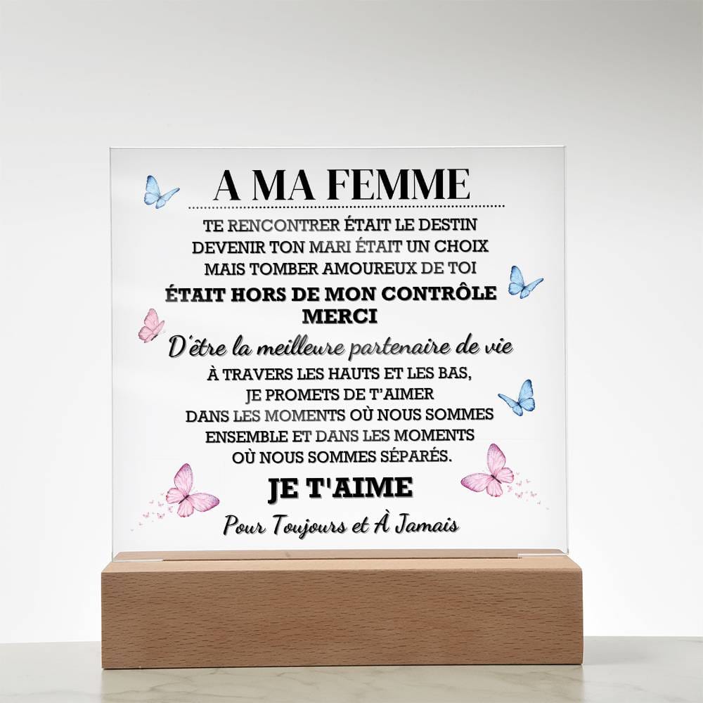 A Ma Femme – Plaque Acrylique avec LED