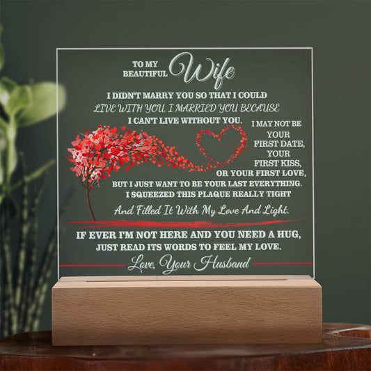 To My Beautiful Wife - Romantic LED Acrylic Plaque