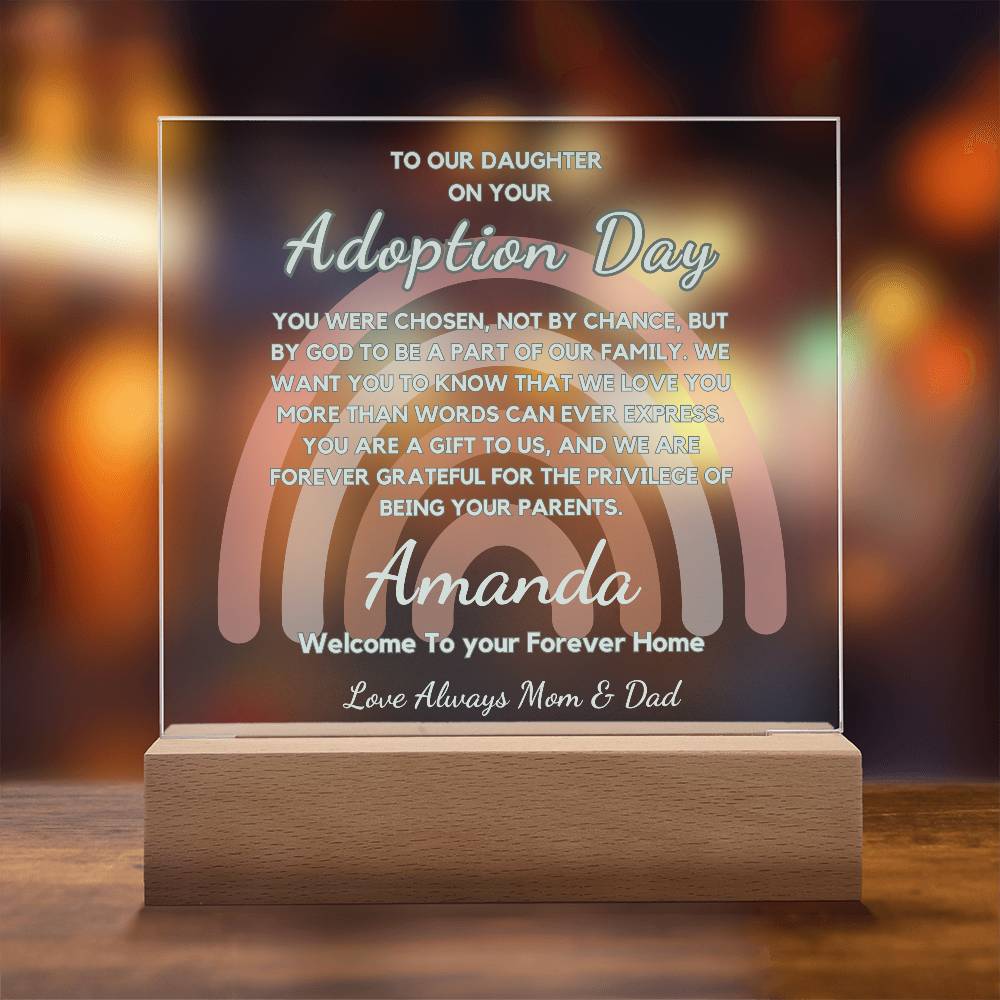 Adoption Day Gift - You Were Chosen  | Personalized Acrylic Plaque | Gift From Mom & Dad