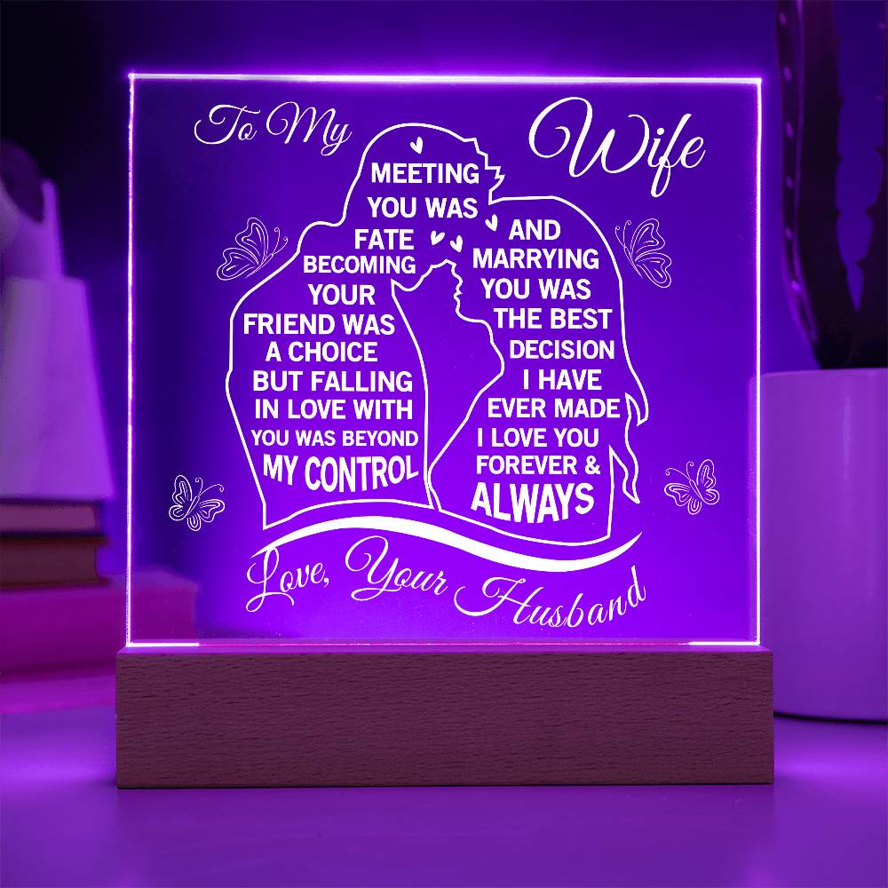 To My Beautiful Wife - Romantic LED Acrylic Plaque from Husband