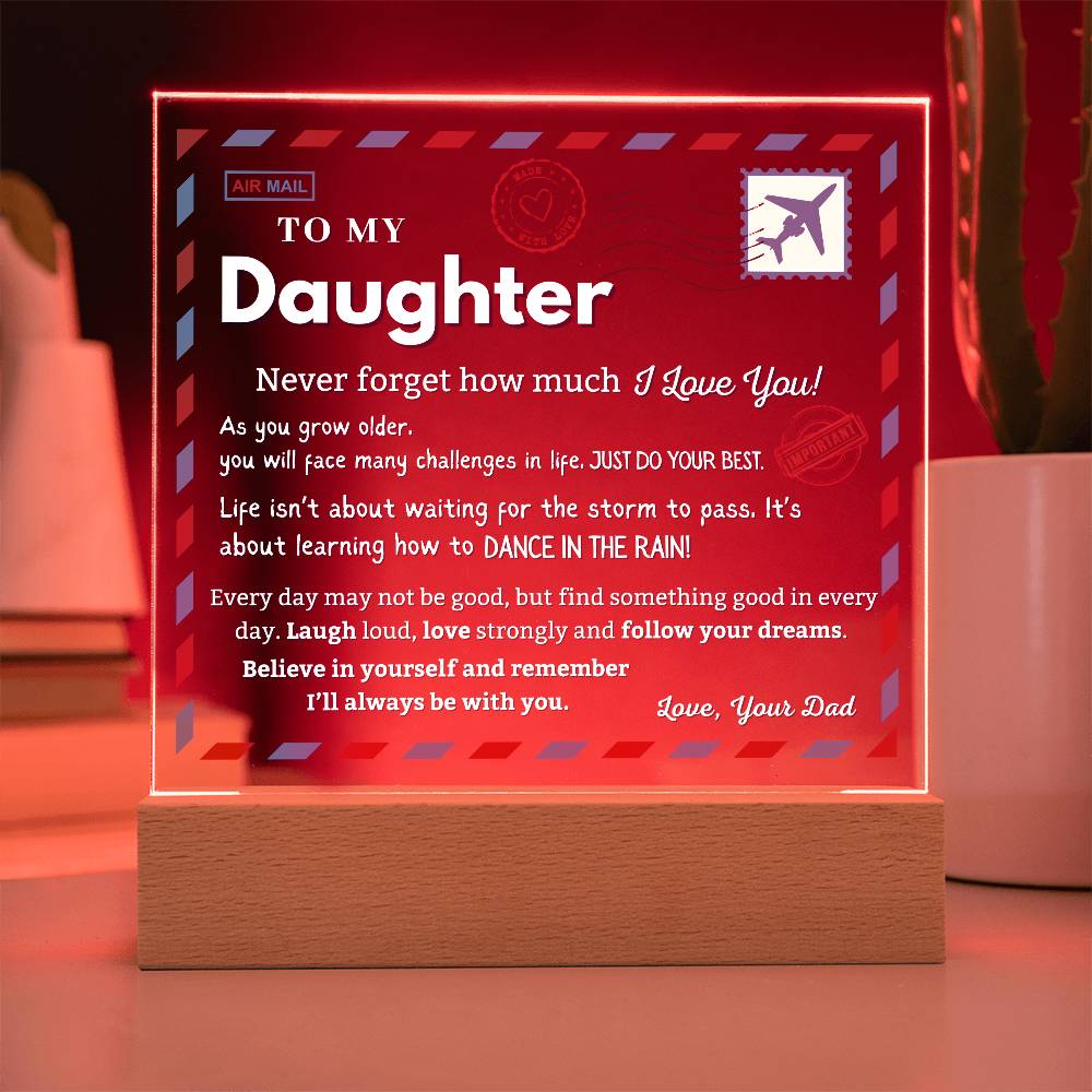 Dad to Daughter Heartfelt Acrylic Plaque | Special Keepsake with LED Light