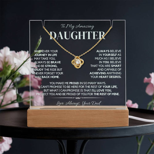 Plaque et collier « Pour ma fille » – Coffret cadeau élégant