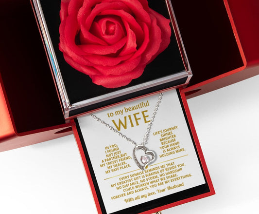 Forever Love Necklace Gift for Wife – Red Rose Heart Box