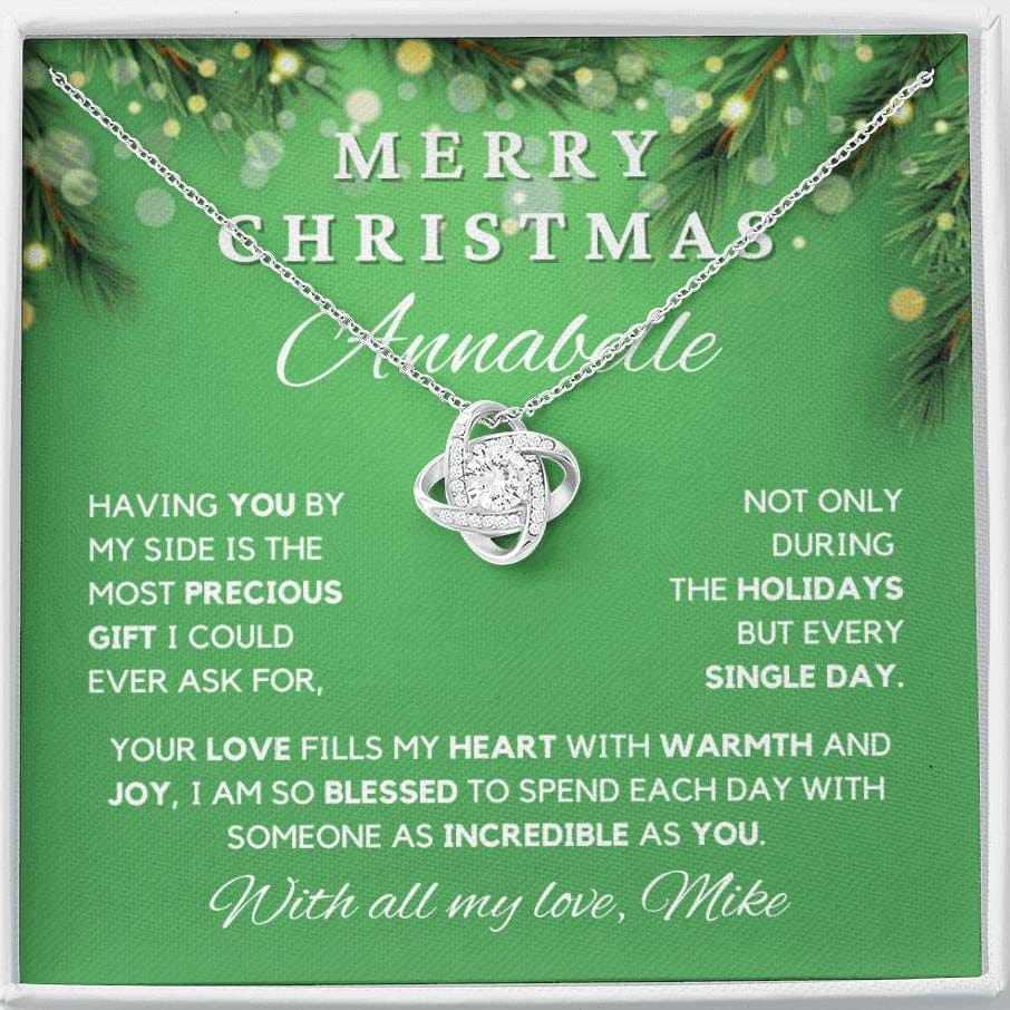 Merry Christmas Love Knot Necklace