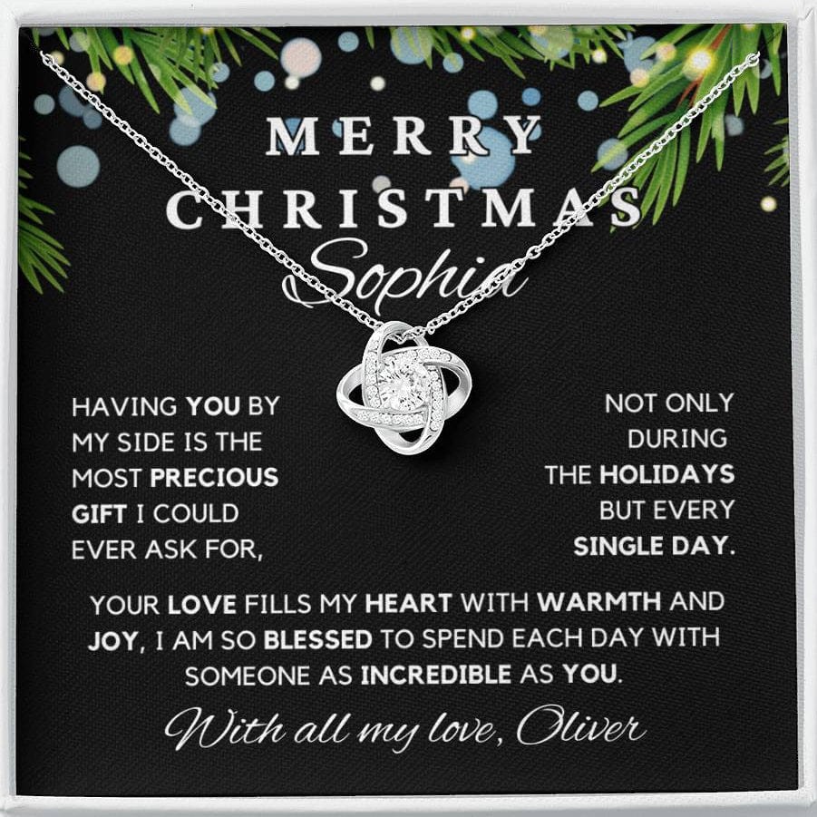 Merry Christmas Love Knot Necklace