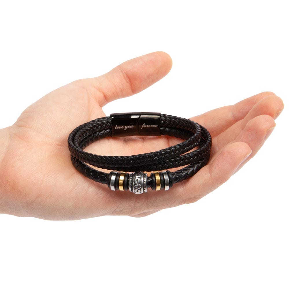 Cadeau pour Fils  - Bracelet Tressé en Cuir avec Message Émotionnel