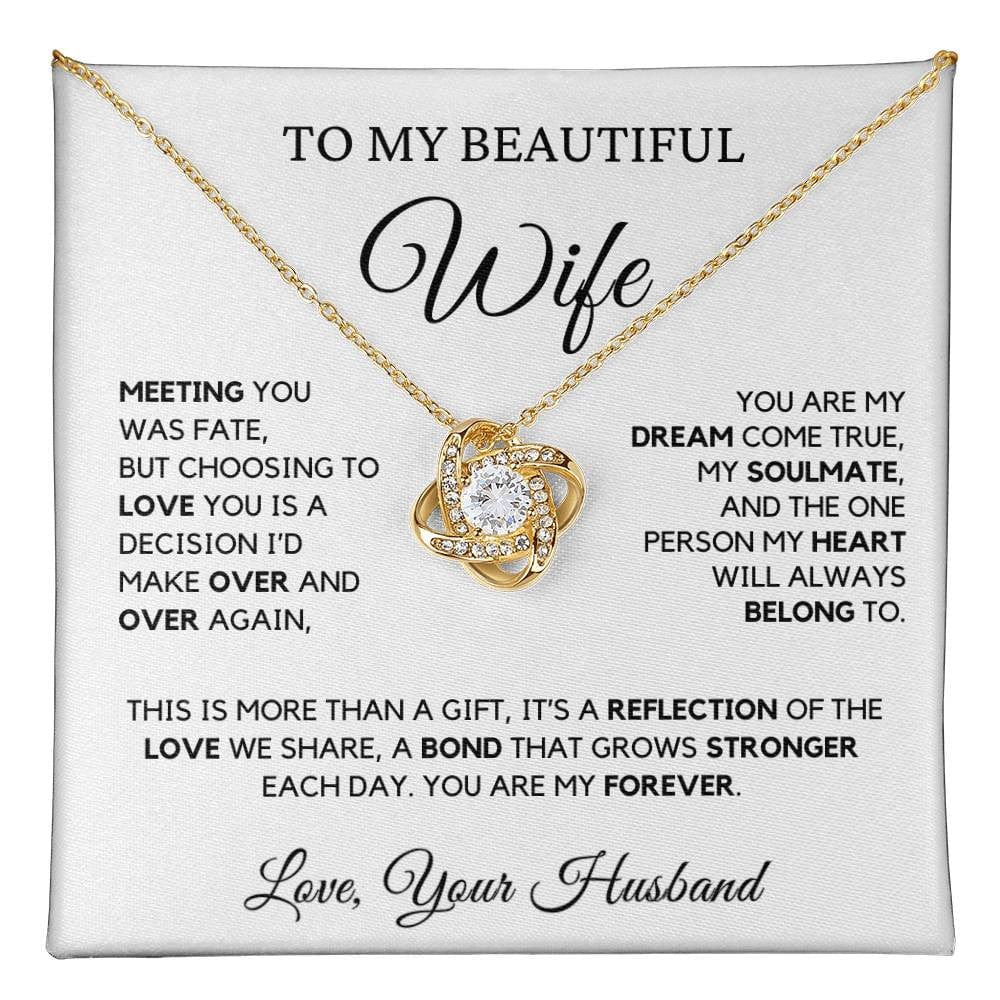 To My Beautiful Wife – Elegant Love Knot Necklace | Gift From Husband