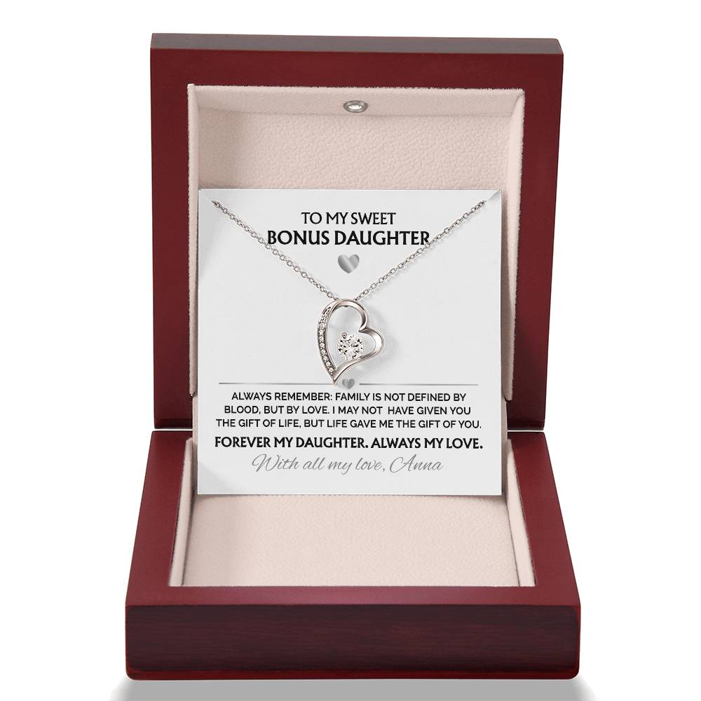 To My Sweet Bonus Daughter – Heart Necklace