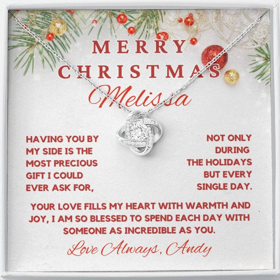 Merry Christmas Love Knot Necklace