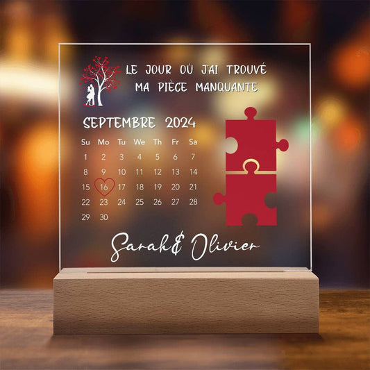 Calendrier Plaque Acrylique Personnalisé - Le Jour Où J'ai Trouvé Ma Pièce Manquante
