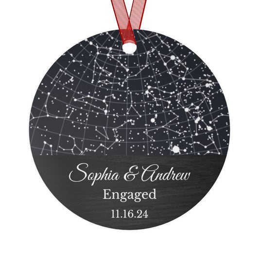 Christmas Ornament - Custom Engagement Star Map & Photo Ornament