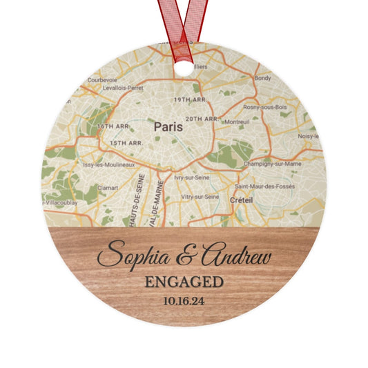 Engagement Christmas Ornament | Custom City Map & Photo Ornament