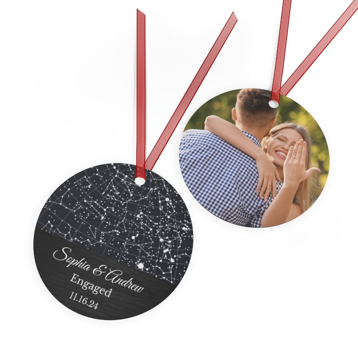 Christmas Ornament - Custom Engagement Star Map & Photo Ornament