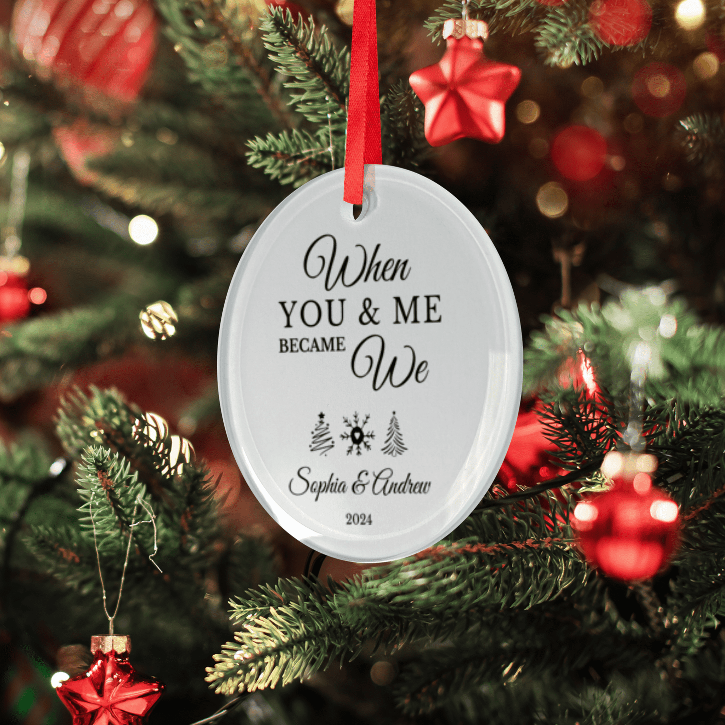 Christmas Glass Ornament - Couples Personalized Ornament