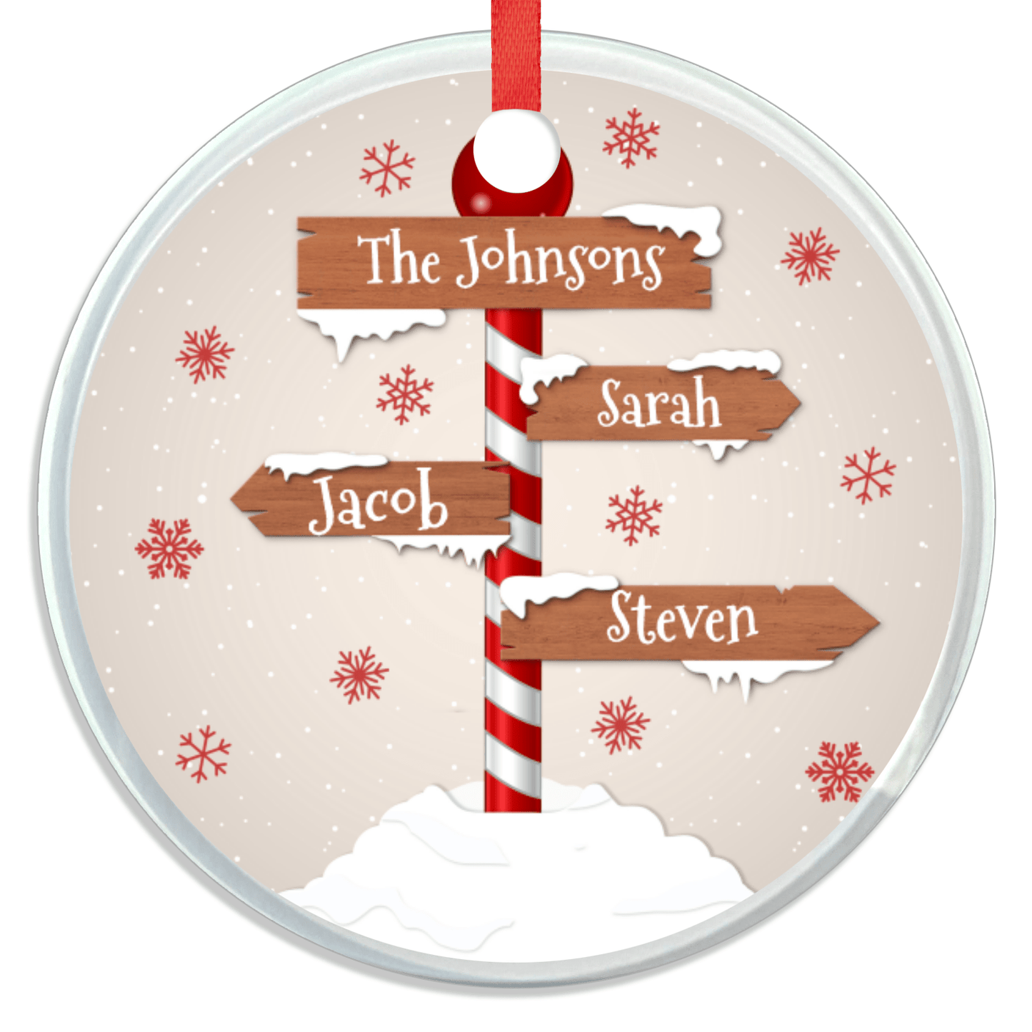 Christmas Ornament - Personalized Family - Custom Name Signpost