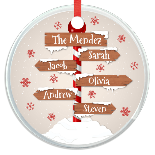 Christmas Ornament - Personalized Family - Custom Name Signpost