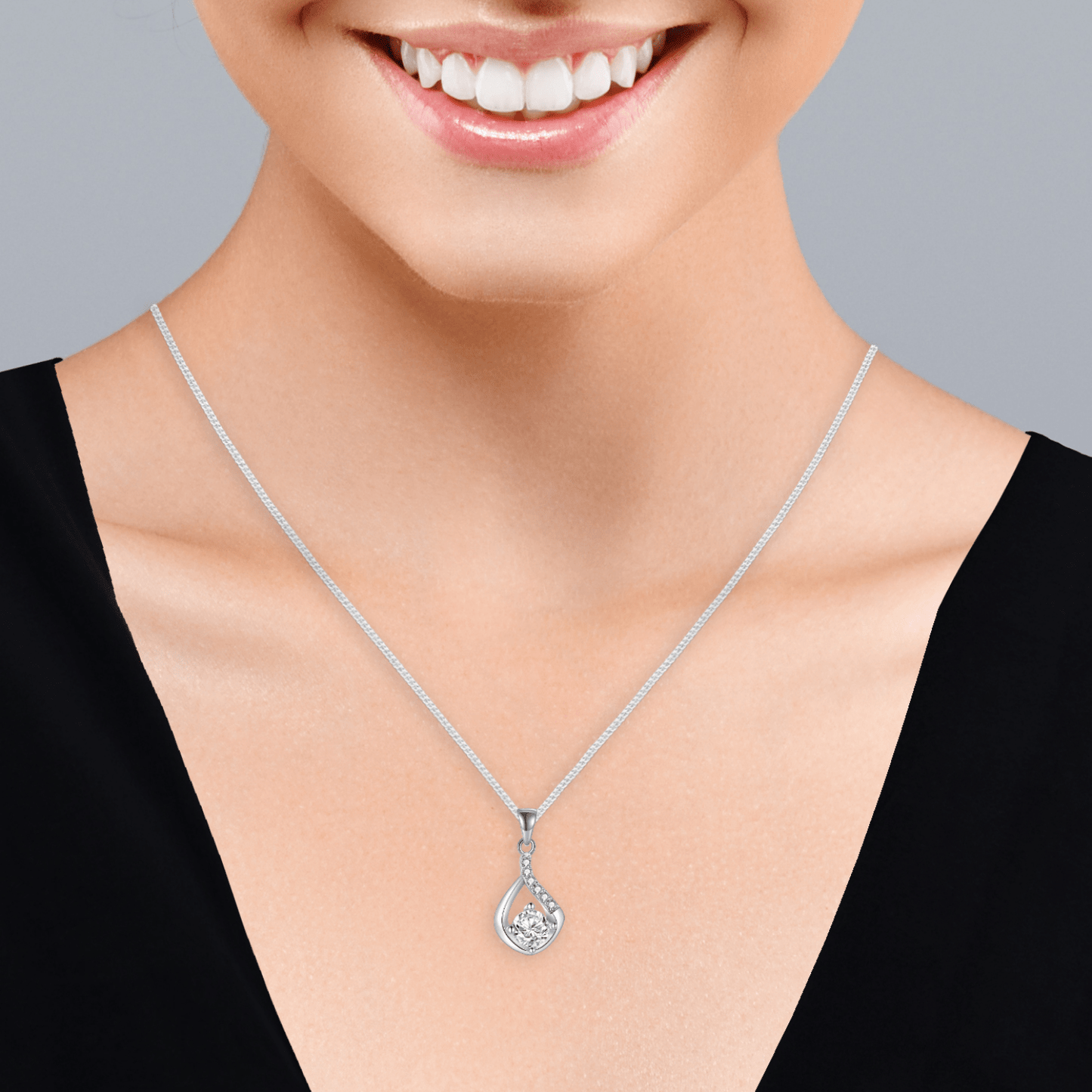 To My Wife – Love Drop 24k White Gold Necklace with Heartfelt Message