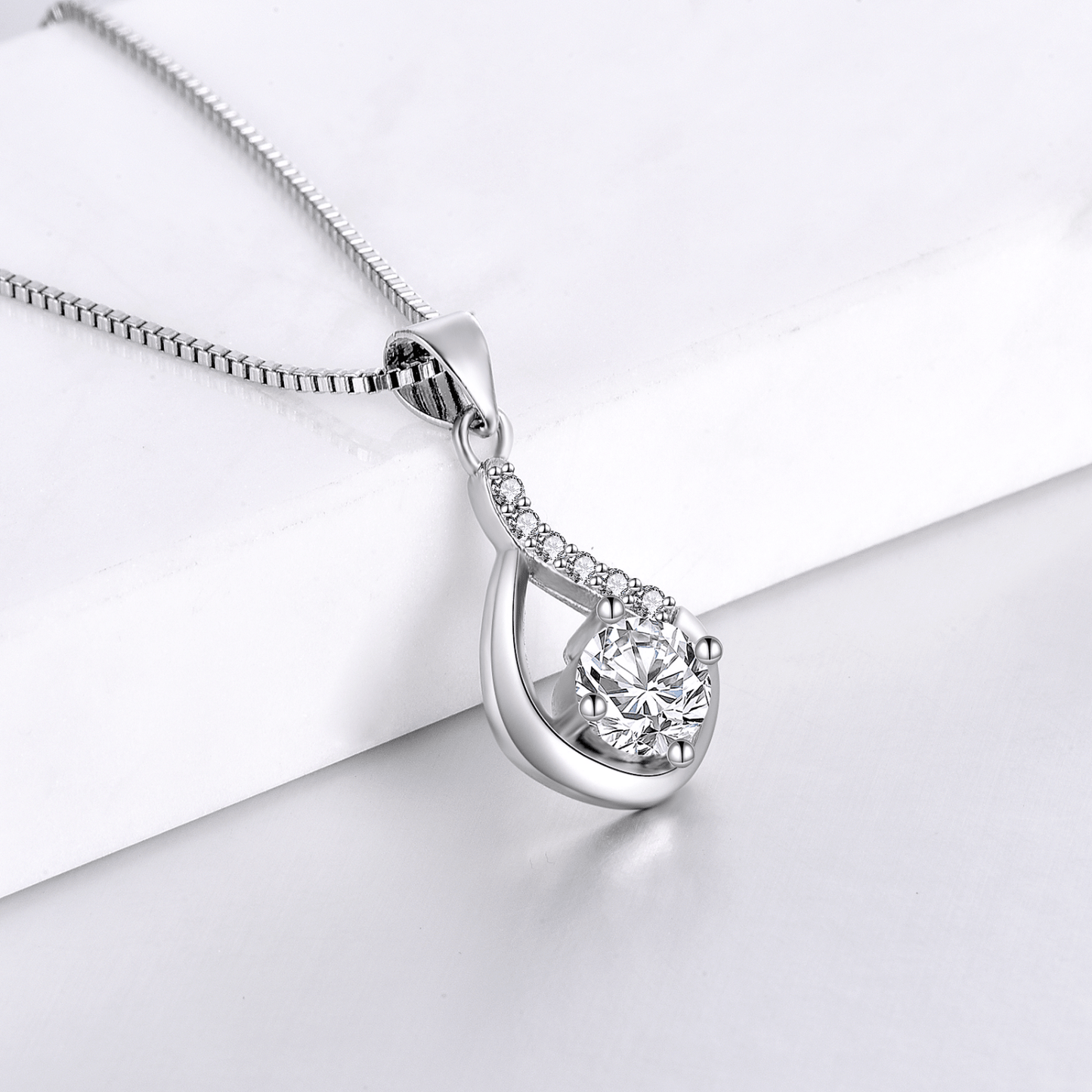 To My Wife – Love Drop 24k White Gold Necklace with Heartfelt Message