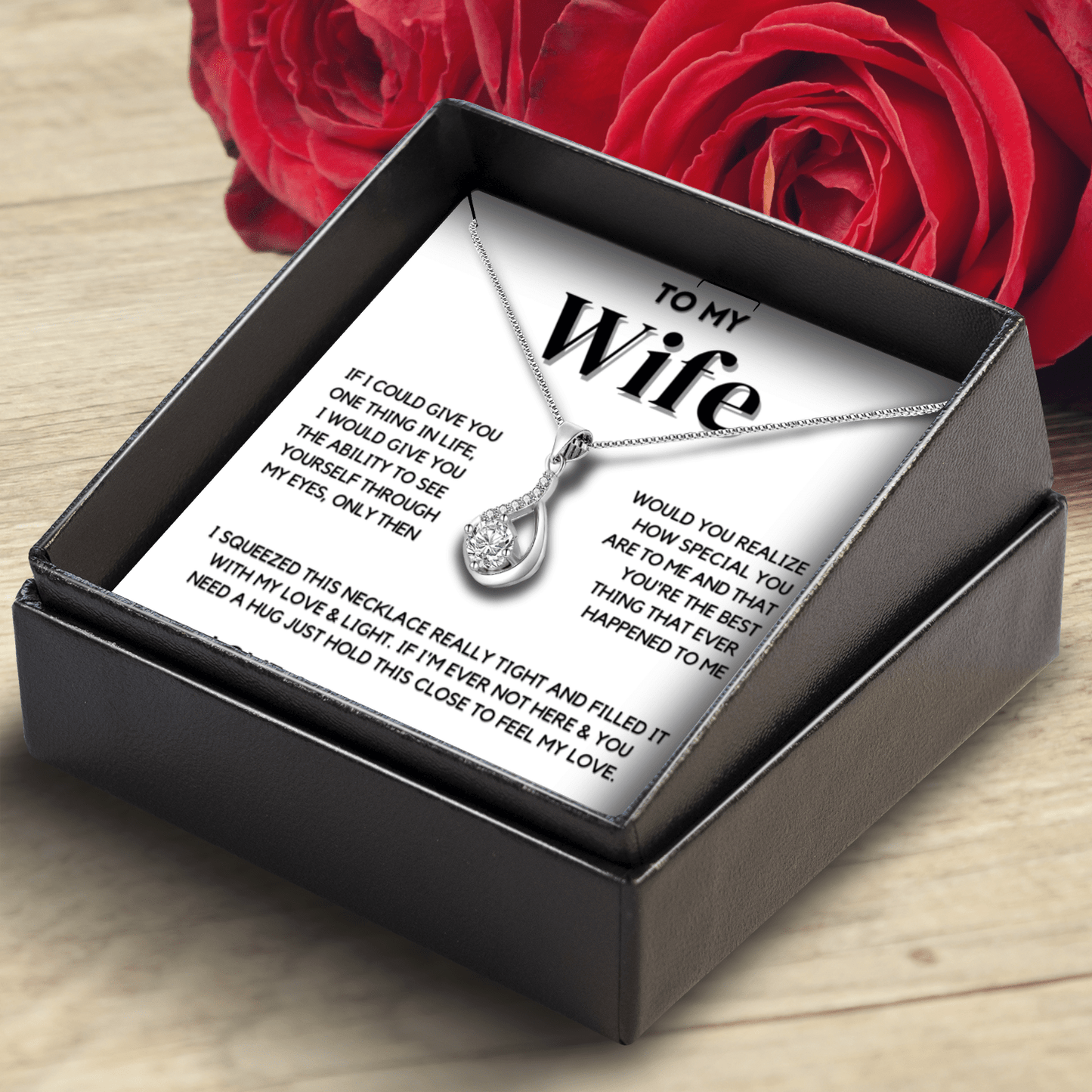 To My Wife – Love Drop 24k White Gold Necklace with Heartfelt Message