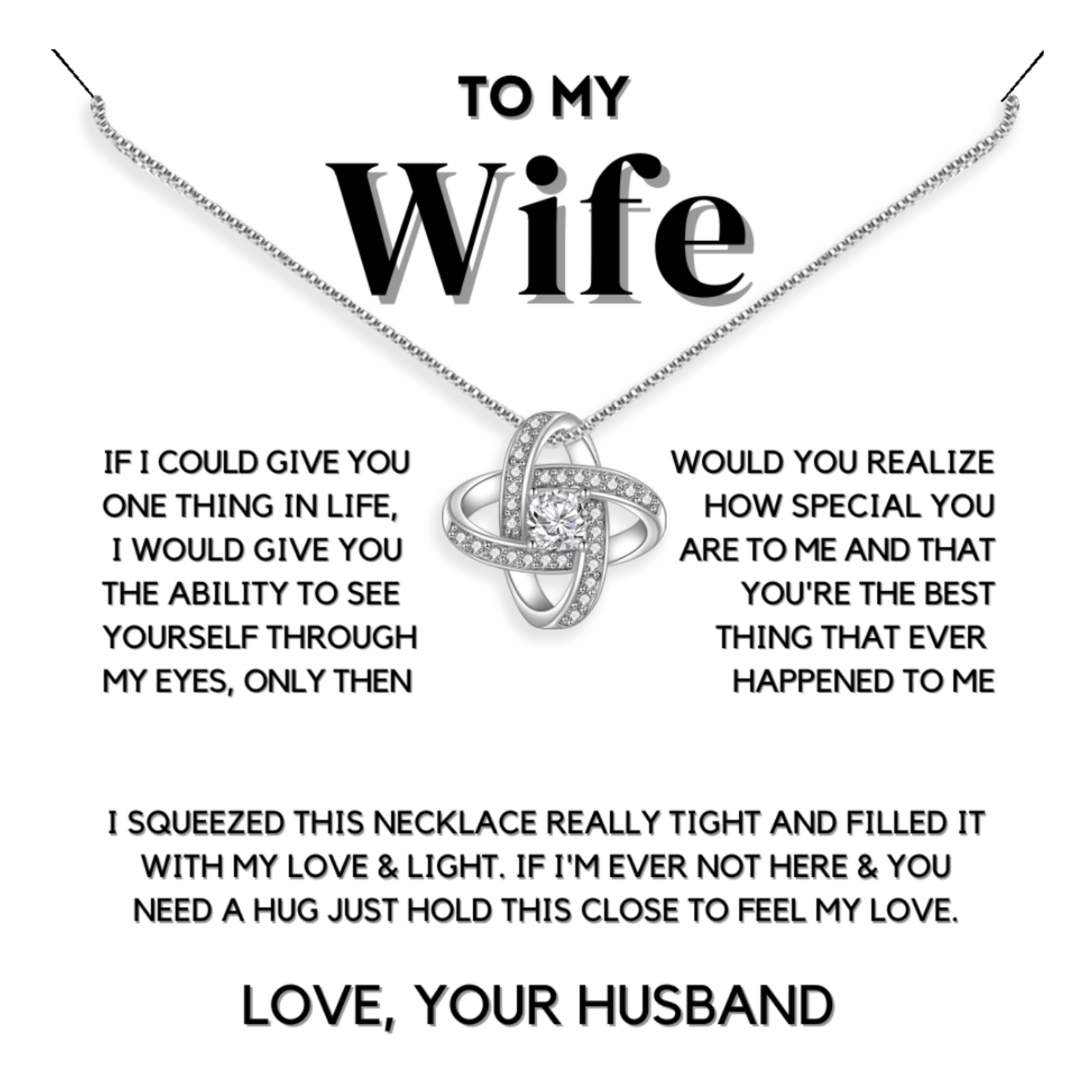 Wife Necklace From Husband  - Enduring Love Knot 24k Necklace