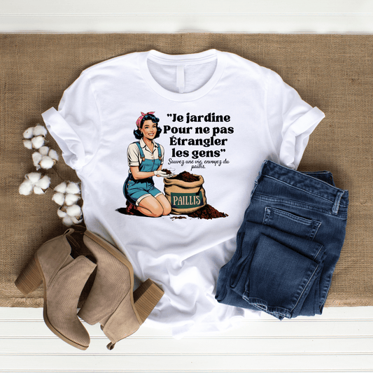 T-shirt Humour Jardinier - "Sauvez une vie, envoyez du paillis"