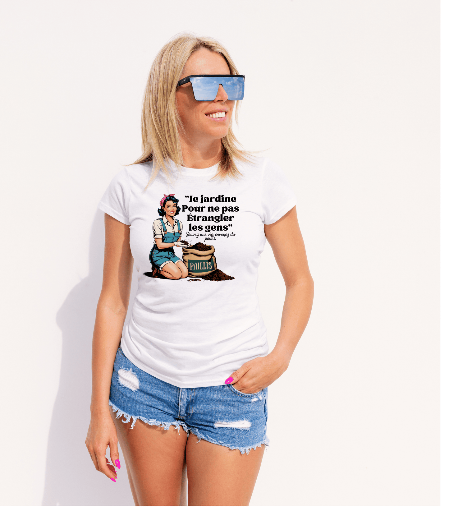 T-shirt Humour Jardinier - "Sauvez une vie, envoyez du paillis"